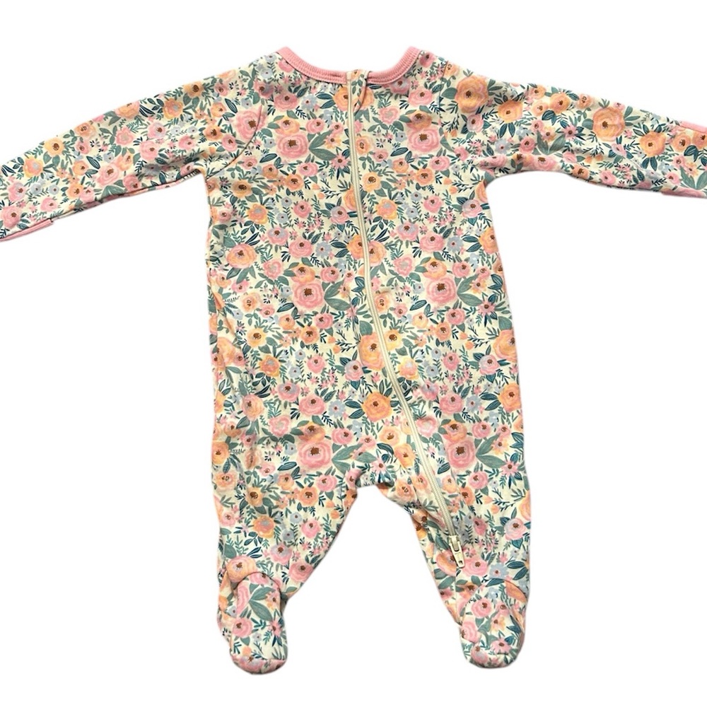 Wonder Nation Floral Footie - Pink and Green